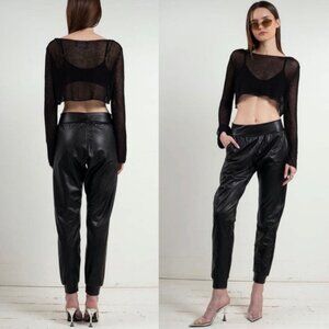 commando | Faux Leather Low Rise Jogger Black